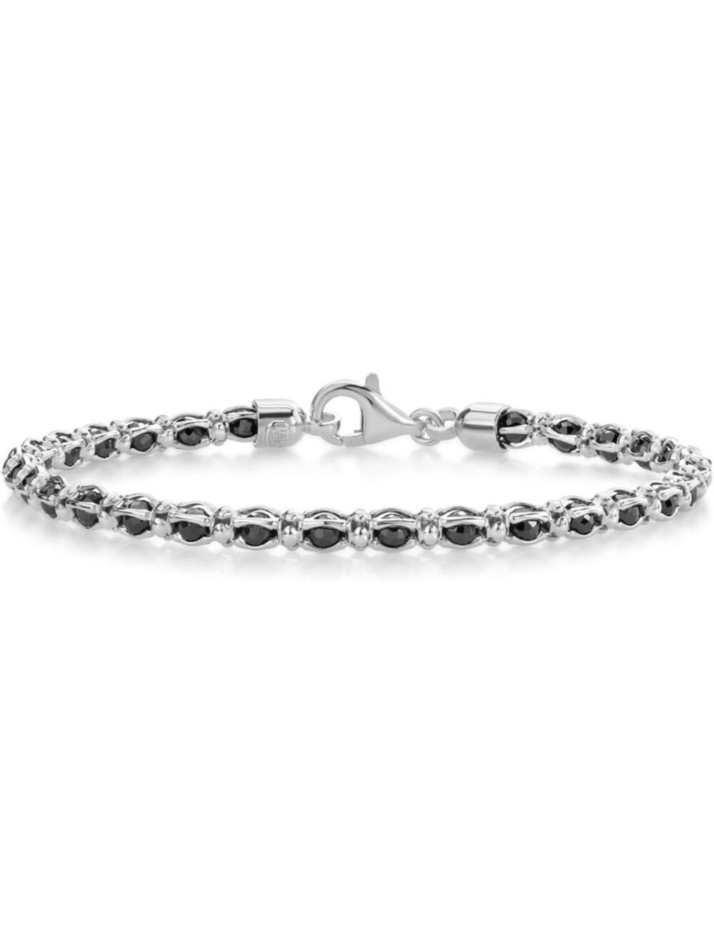 925 Sterling Silver Multi-Faceted Crystal Beads Tennis Bracelet for Women, 7